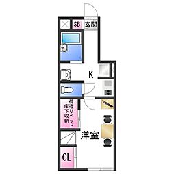 南海線 紀ノ川駅 徒歩15分の賃貸アパート 1階1Kの間取り