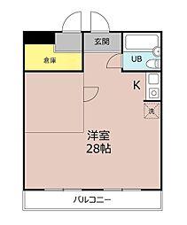 第2岐阜県ビル 7階ワンルームの間取り
