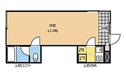 アパートメントキューブ 1階1Kの間取り