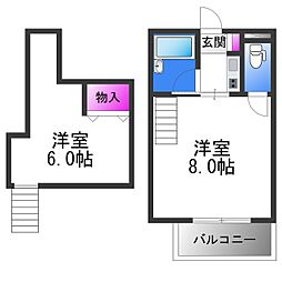 ベルジュネス 5階2Kの間取り