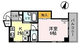 阪神なんば線 伝法駅 徒歩13分の賃貸マンション 2階1Kの間取り