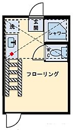 フェリスウイング 1階ワンルームの間取り