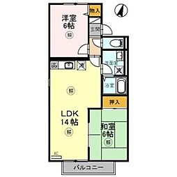 山陽電鉄本線 藤江駅 徒歩10分の賃貸アパート 1階2LDKの間取り
