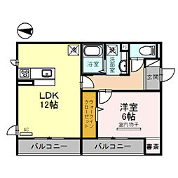 エクセレート 1階1LDKの間取り
