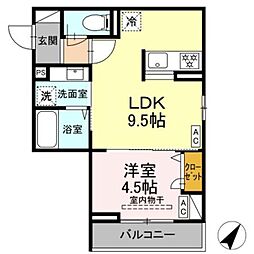 エスペリア淵野辺 3階1LDKの間取り