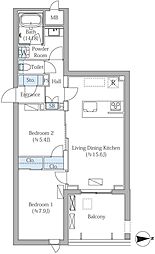 MOCXION PREMIUM四谷大京町 2LDKの間取図画像