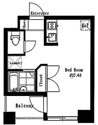 シンシア銀座EAST 10階ワンルームの間取り