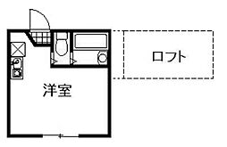 フロントフィールド中幸町 2階ワンルームの間取り