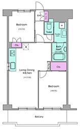 チェスターハウス川口 3階2LDKの間取り