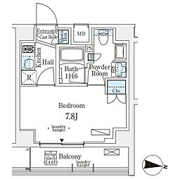 メゾン・クロイゾン 4階1Kの間取り