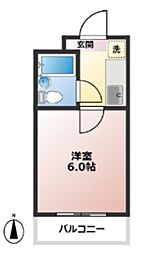 坂戸宝マンション 1Kの間取図画像