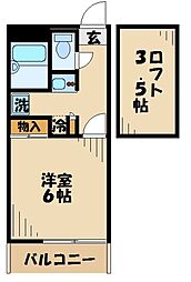 レオパレスリブラ 1Kの間取図画像