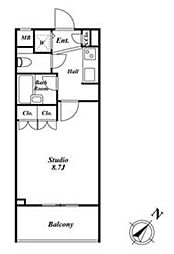 スペーシア三軒茶屋弐番館 3階ワンルームの間取り