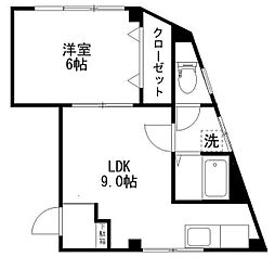 西渕ビル 1LDKの間取図画像