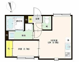 ハーモニーテラス仲六郷 1LDKの間取図画像