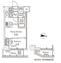 メゾン・クロイゾン 5階1DKの間取り