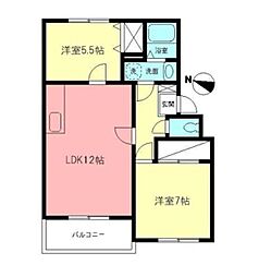 エンブレム 2LDKの間取図画像