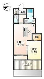 フィオーレ西平山 1階1LDKの間取り