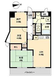 マンション白陽 2SLDKの間取図画像