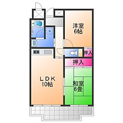 ライオンズマンション泉南樽井第2 2LDKの間取図画像