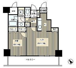 トレステージ目黒 1LDKの間取図画像
