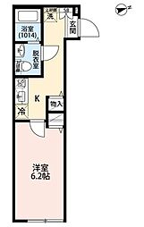エクセラン竹ノ塚 2階1Kの間取り