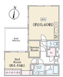 レーヴレジデンス初台 4階1SLDKの間取り