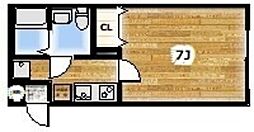 Calme川越 2階1Kの間取り