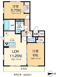 リルシア 2LDKの間取図画像