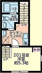 JR横浜線 八王子みなみ野駅 徒歩27分の賃貸アパート 2階1Kの間取り