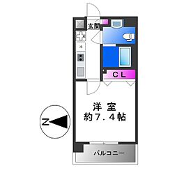 近鉄南大阪線 北田辺駅 徒歩5分の賃貸マンション 7階1Kの間取り