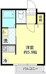 JR横須賀線 西大井駅 徒歩8分の賃貸アパート 3階ワンルームの間取り