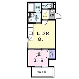 グランハーモニー 2階1LDKの間取り