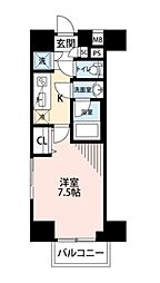 メイクスデザイン町屋 7階1Kの間取り