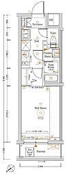 Log登戸Station side 1Kの間取図画像