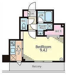 池袋ウエストガーデン 4階1Kの間取り