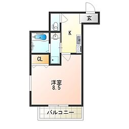 フジパレス三津屋5番館 1Kの間取図画像