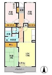 ラフィネ小倉 3LDKの間取図画像