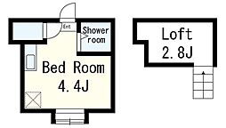 ベルフォート駒込 2階ワンルームの間取り