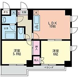 オークウッド2 2LDKの間取図画像
