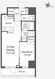AlphaPrime東陽町 1LDKの間取図画像