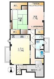 第1本多ビル 2LDKの間取図画像