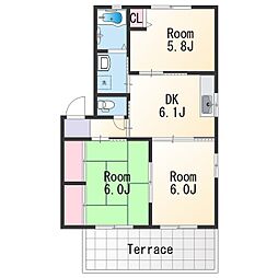 メゾン雑賀 1階3DKの間取り