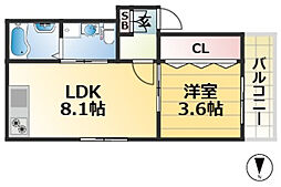 JR東海道・山陽本線 神戸駅 徒歩13分の賃貸アパート 2階1LDKの間取り