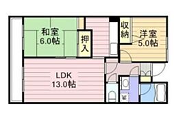 第二大越ビル 6階2LDKの間取り