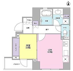 ＬＵＣＵＬＩＡ ＣＯＵＲＴ 3階1LDKの間取り