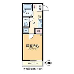 SEMIFUSA 3階1Kの間取り