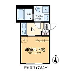 アンセス堀切菖蒲園 1階1Kの間取り