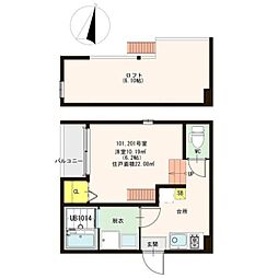 JR福知山線 宝塚駅 徒歩8分の賃貸アパート 2階1SKの間取り