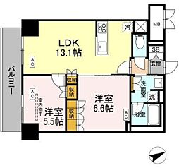 サンジョイアゼロ 3階2LDKの間取り